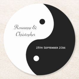 Yin Yang Black and White Wedding Ronde Kartonnen Onderzetter