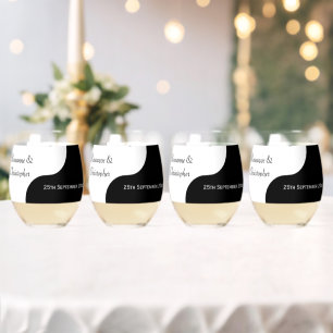 Yin Yang Black and White Wedding Wijnglas Zonder Voet