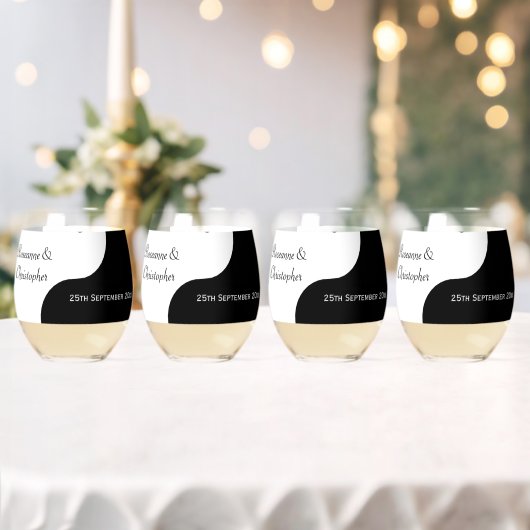Yin Yang Black and White Wedding Wijnglas Zonder Voet (Insitu (Huwelijk))