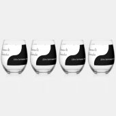Yin Yang Black and White Wedding Wijnglas Zonder Voet (Voorkant)
