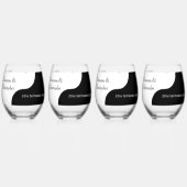 Yin Yang Black and White Wedding Wijnglas Zonder Voet (Achterkant)