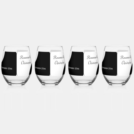 Yin Yang Black and White Wedding Wijnglas Zonder Voet (Rechts)