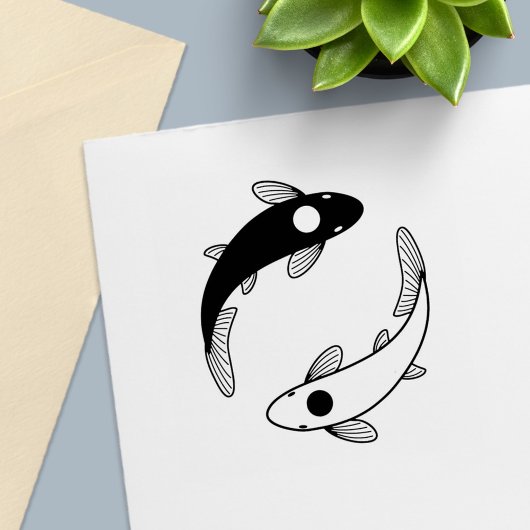 Yin Yang Black en White Fish Zelfinktende Stempel