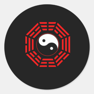 Yin Yang Black en White Red Mandala Yoga China Gi Ronde Sticker