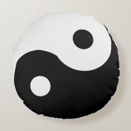 Yin Yang  Black en White Rond Kussen