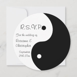 Yin Yang Black en White RSVP Wedding Kaart