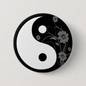 Yin Yang Black Floral Button (Voorkant)
