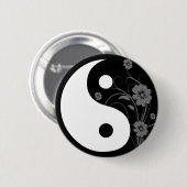 Yin Yang Black Floral Button (Voorkant /achterkant)