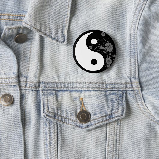 Yin Yang Black Floral Button (In situ)
