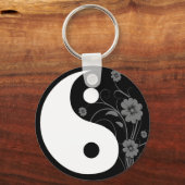Yin Yang Black Floral Sleutelhanger (Voorkant)