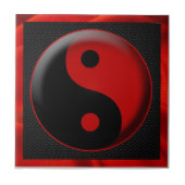 YIN YANG BLACK RED 3D TEGELTJE (Voorkant)