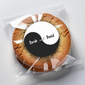 Yin Yang Black & White Bruid & Bruidegom Namen Huw Ronde Sticker