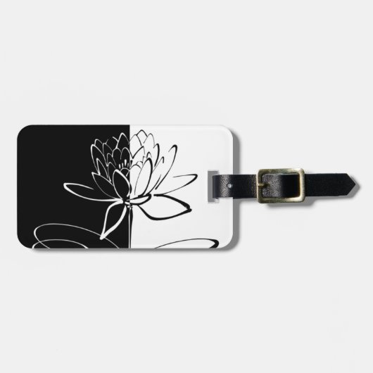 Yin Yang Black White Lotus Blossom Bagagelabel (Voorkant horizontaal)