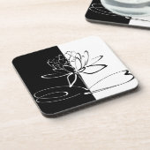 Yin Yang Black White Lotus Blossom Bier Onderzetter (Linkerzijde)