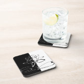 Yin Yang Black White Lotus Blossom Bier Onderzetter (Rechterzijde)