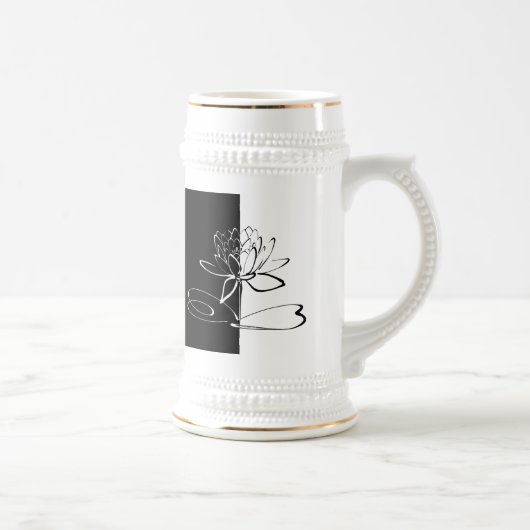 Yin Yang Black White Lotus Blossom Bierpul (Rechts)