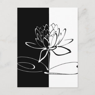 Yin Yang Black White Lotus Blossom Briefkaart