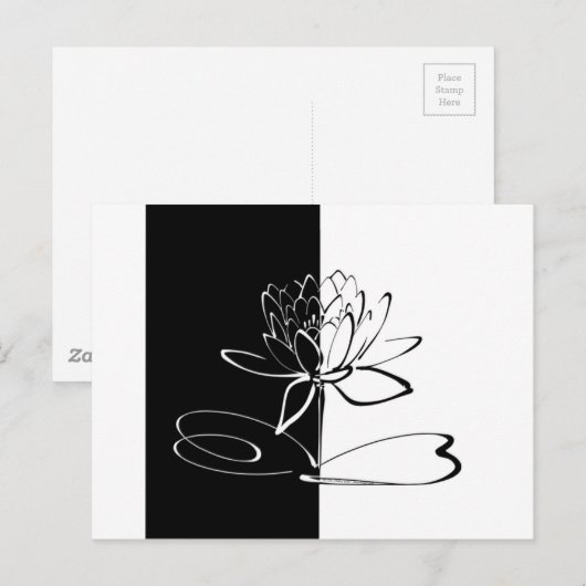 Yin Yang Black White Lotus Blossom Briefkaart (Voorkant / Achterkant)