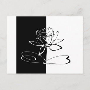 Yin Yang Black White Lotus Blossom Briefkaart