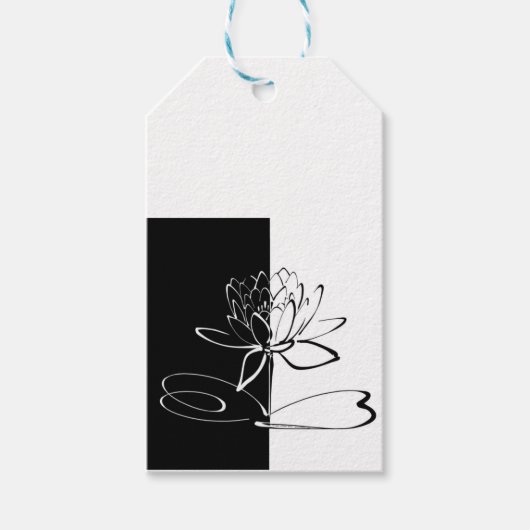 Yin Yang Black White Lotus Blossom Cadeaulabel (Voorkant)
