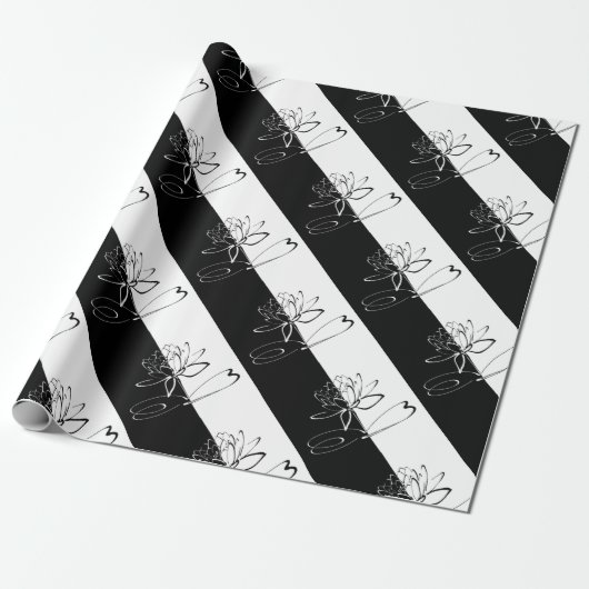 Yin Yang Black White Lotus Blossom Cadeaupapier (Uitgerold)