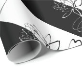 Yin Yang Black White Lotus Blossom Cadeaupapier (Rol Hoek)