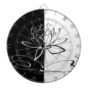 Yin Yang Black White Lotus Blossom Dartbord