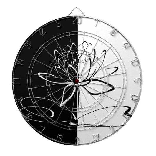 Yin Yang Black White Lotus Blossom Dartbord (Voorkant)