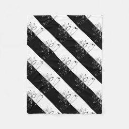 Yin Yang Black White Lotus Blossom Fleece Deken