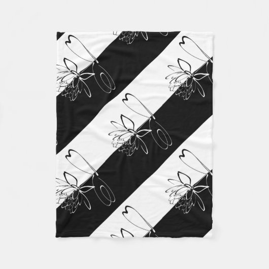 Yin Yang Black White Lotus Blossom Fleece Deken (Voorkant)