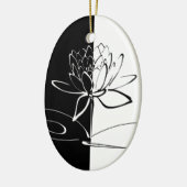 Yin Yang Black White Lotus Blossom Keramisch Ornament (Links)
