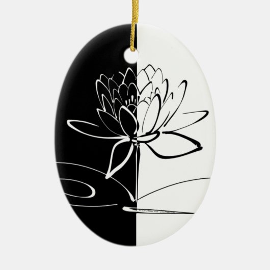 Yin Yang Black White Lotus Blossom Keramisch Ornament (Voorkant)