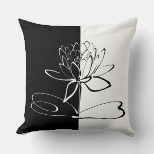 Yin Yang Black White Lotus Blossom Kussen