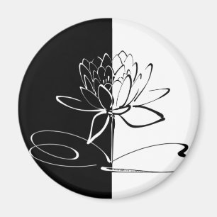 Yin Yang Black White Lotus Blossom Magneet