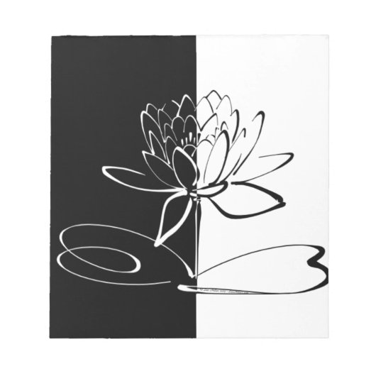Yin Yang Black White Lotus Blossom Notitieblok (Voorkant)