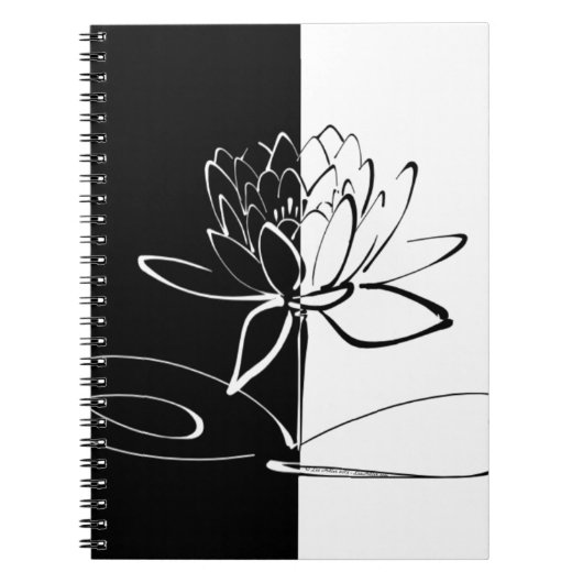 Yin Yang Black White Lotus Blossom Notitieboek (Voorkant)