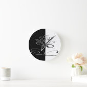 Yin Yang Black White Lotus Blossom Ronde Klok (Huis)