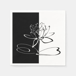 Yin Yang Black White Lotus Blossom Servetten