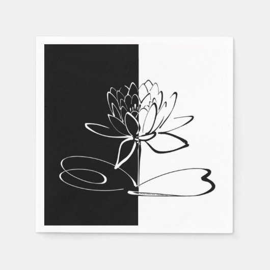 Yin Yang Black White Lotus Blossom Servetten (Voorkant)