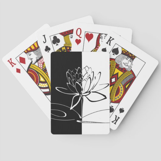 Yin Yang Black White Lotus Blossom Speelkaarten (Achterkant)