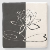 Yin Yang Black White Lotus Blossom Stenen Onderzetter (Voorkant)