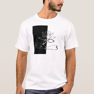 Yin Yang Black White Lotus Blossom T-shirt