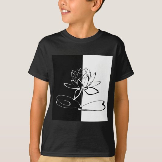 Yin Yang Black White Lotus Blossom T-shirt (Voorkant)