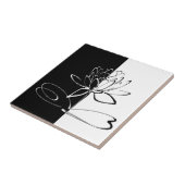 Yin Yang Black White Lotus Blossom Tegeltje (Zijkant)