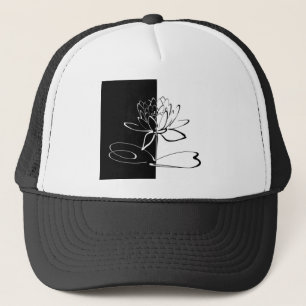 Yin Yang Black White Lotus Blossom Trucker Pet