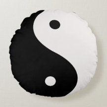 Yin Yang Black White Round Sierkussen