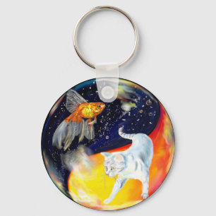 Yin Yang Black White Sleutelhanger