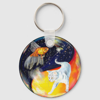 Yin Yang Black White Sleutelhanger