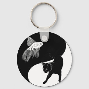Yin Yang Black White Sleutelhanger