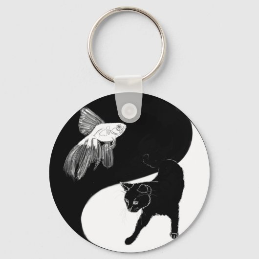 Yin Yang Black White Sleutelhanger (Voorkant)